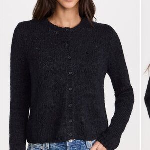Reformation Clara Alpaca Cardigan, black, small